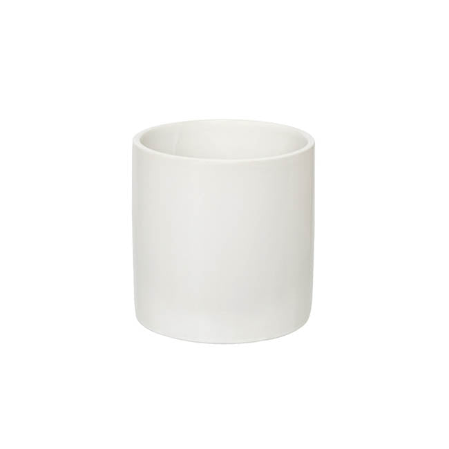 CERAMIC CYLINDER POT SATIN MATTE WHITE