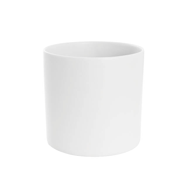 CERAMIC CYLINDER POT SATIN MATTE WHITE