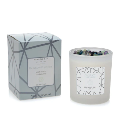 RAINBOW FLUORITE INFUSIONS CRYSTAL CANDLE