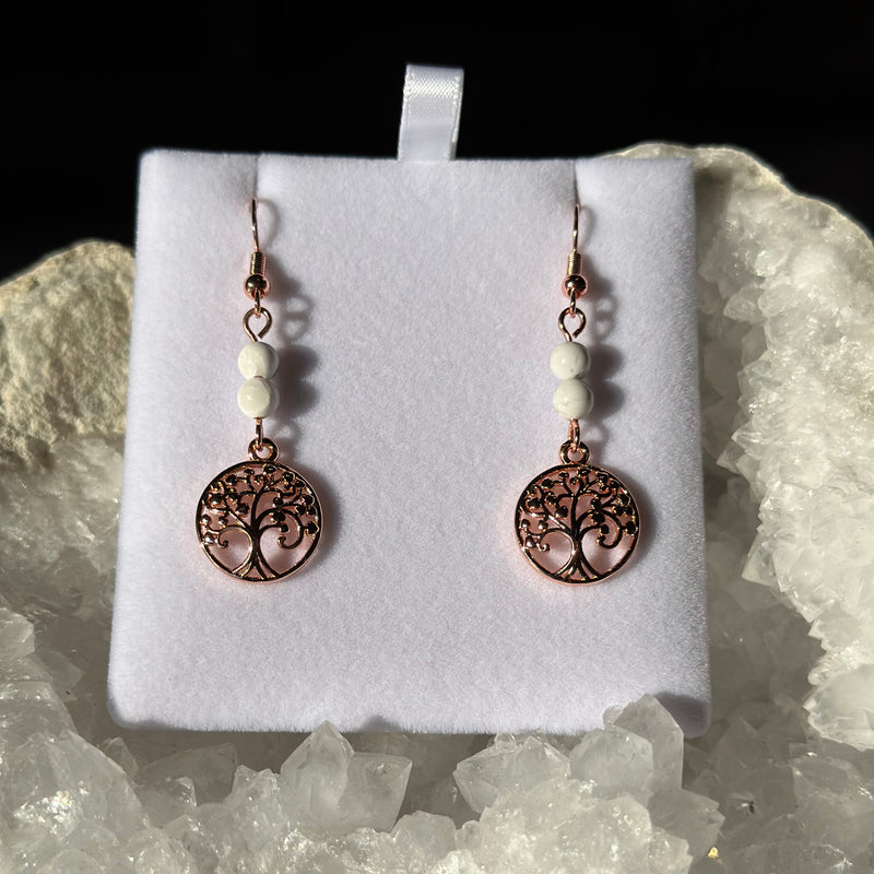 WHITE HOWLITE ROSE GOLD EARRINGS