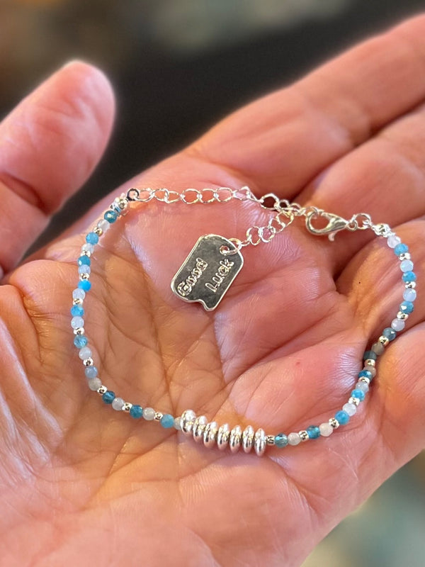 Blue & White Beaded Stone Bracelet