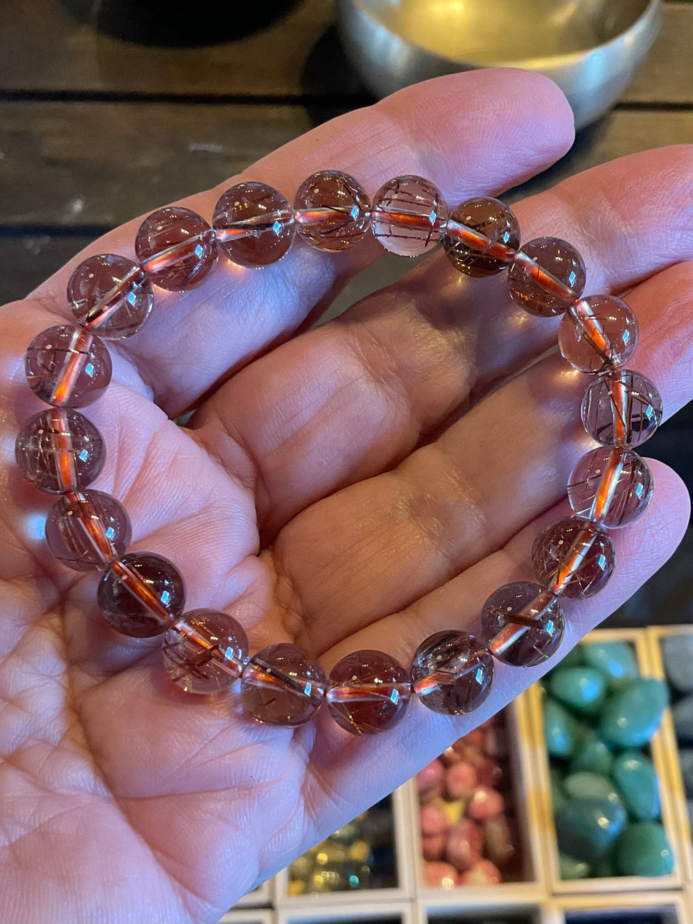 Copper Rutilated Clear Quartz Bracelet