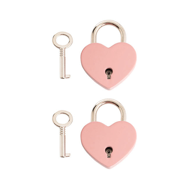 Love Heart Padlock with Key Pack 2 Pink