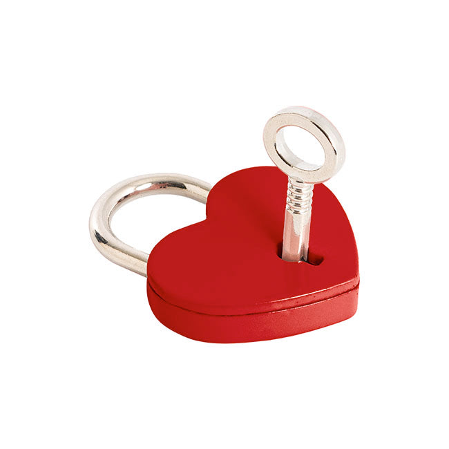 Love Heart Padlock with Key Pack 2 Red