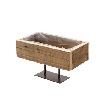 Wood Planter Tray with Metal Stand Natural