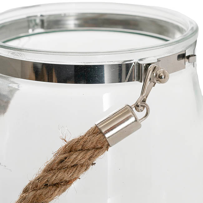 Hurricane Glass Jar with Jute Rope Clear