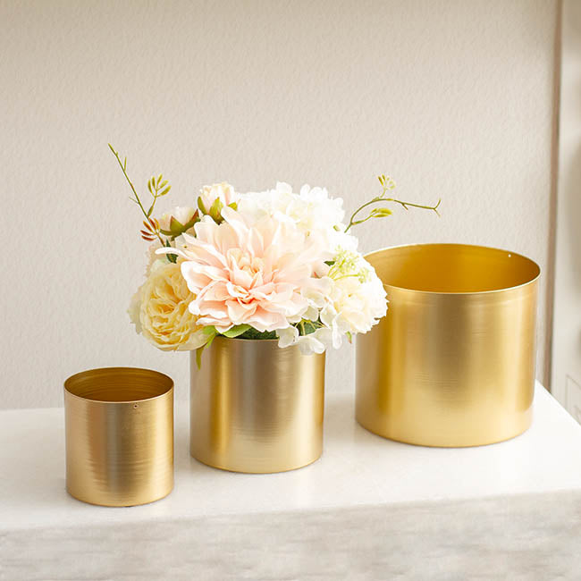 Metal Pot Set 3 Brass Gold