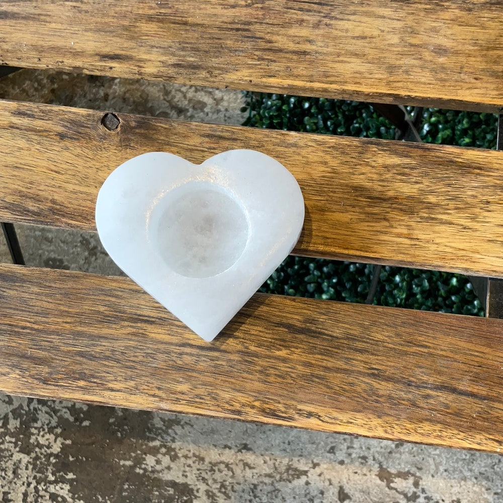Selenite Heart Tealight Holder