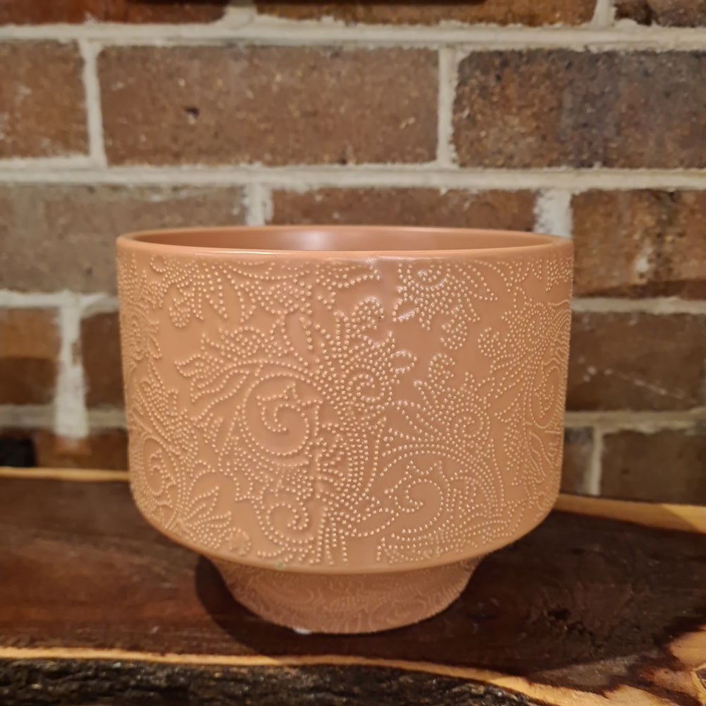 Ceramic Pot with Dotted Floral Design
