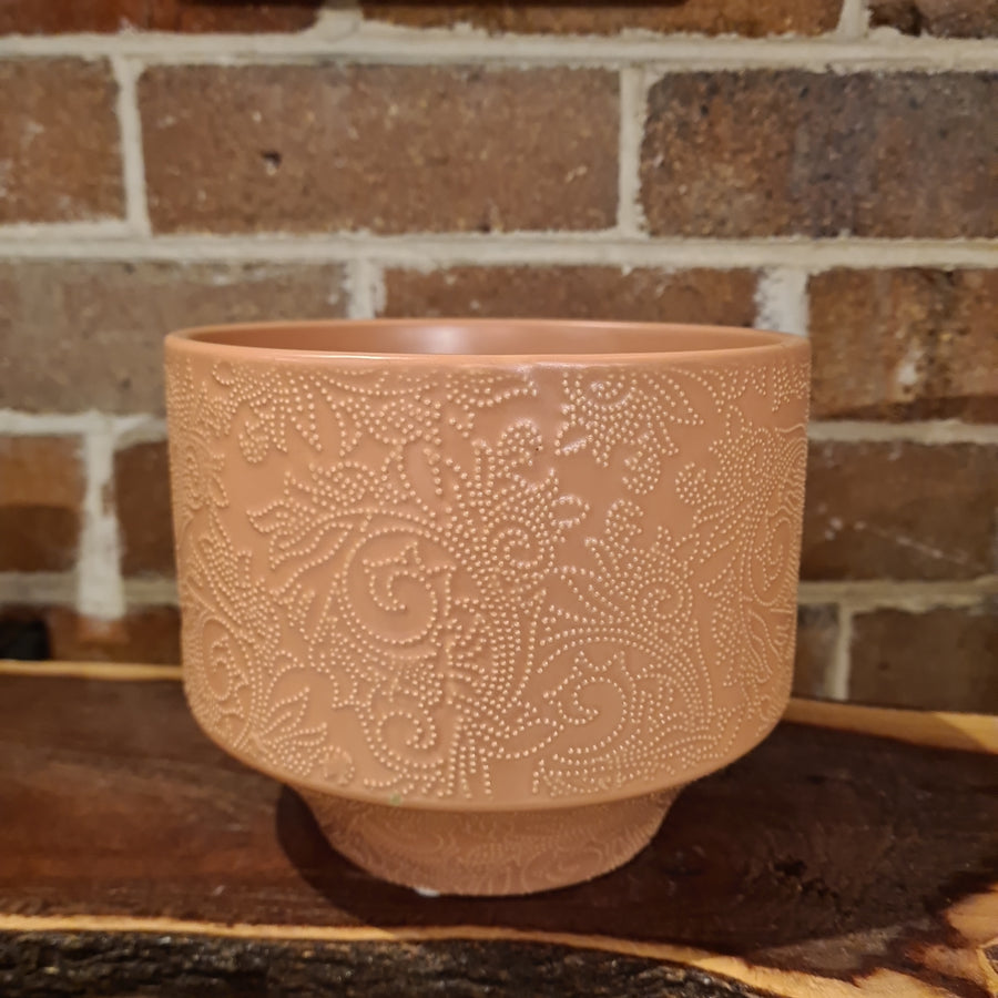 CERAMIC POT DOTTED FLORAL