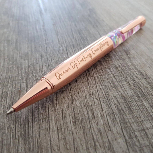 Queen of Freaking Everything Glitter Pen: Rose Gold