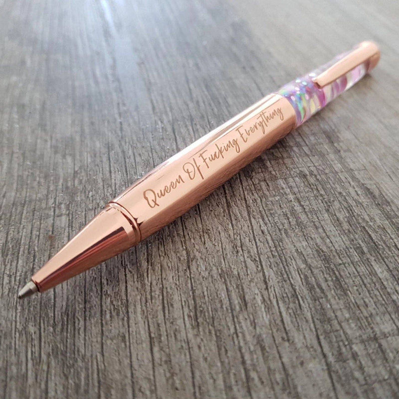 Queen of Freaking Everything Glitter Pen: Rose Gold
