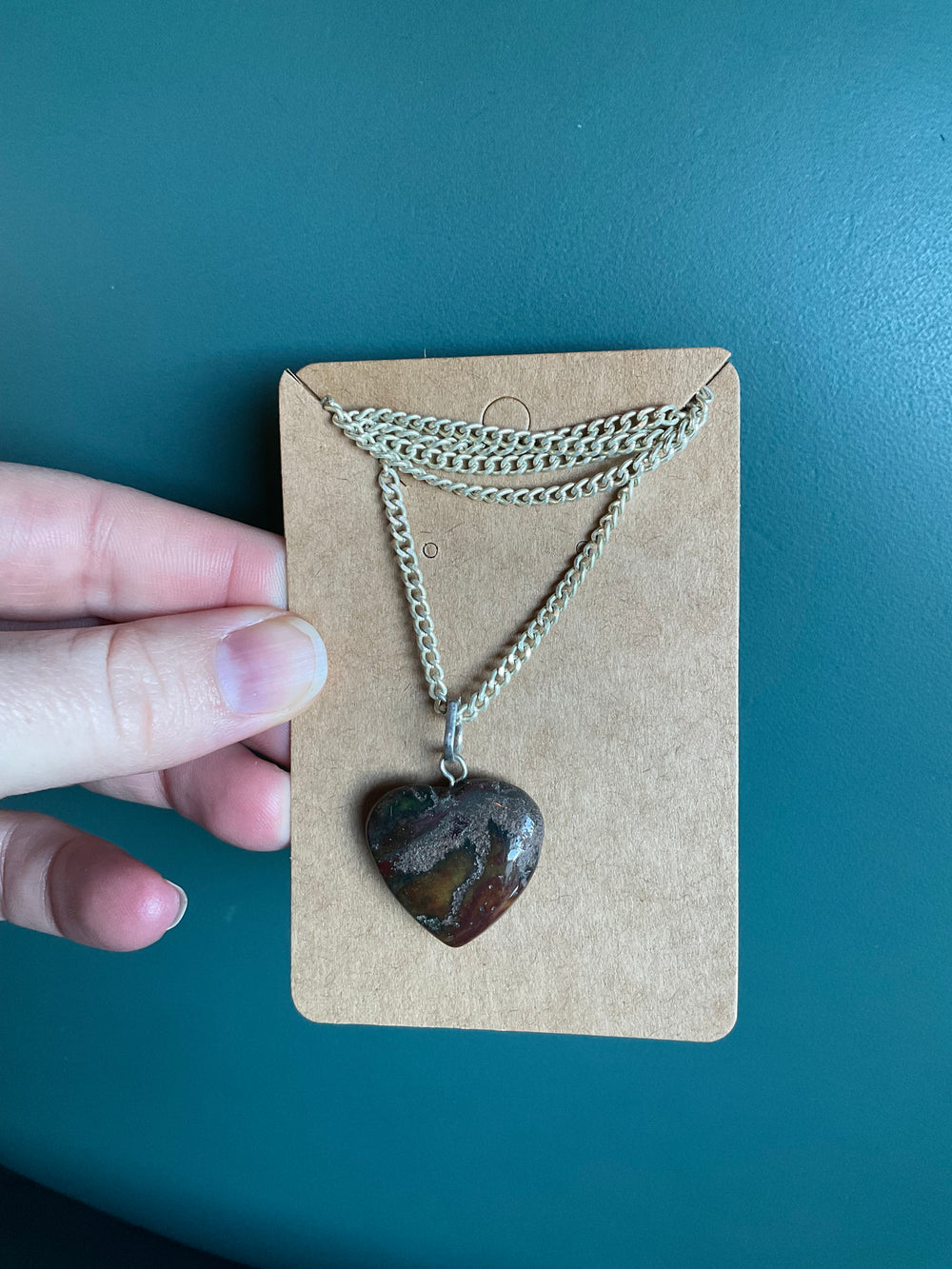 Moss Agate Heart Necklace