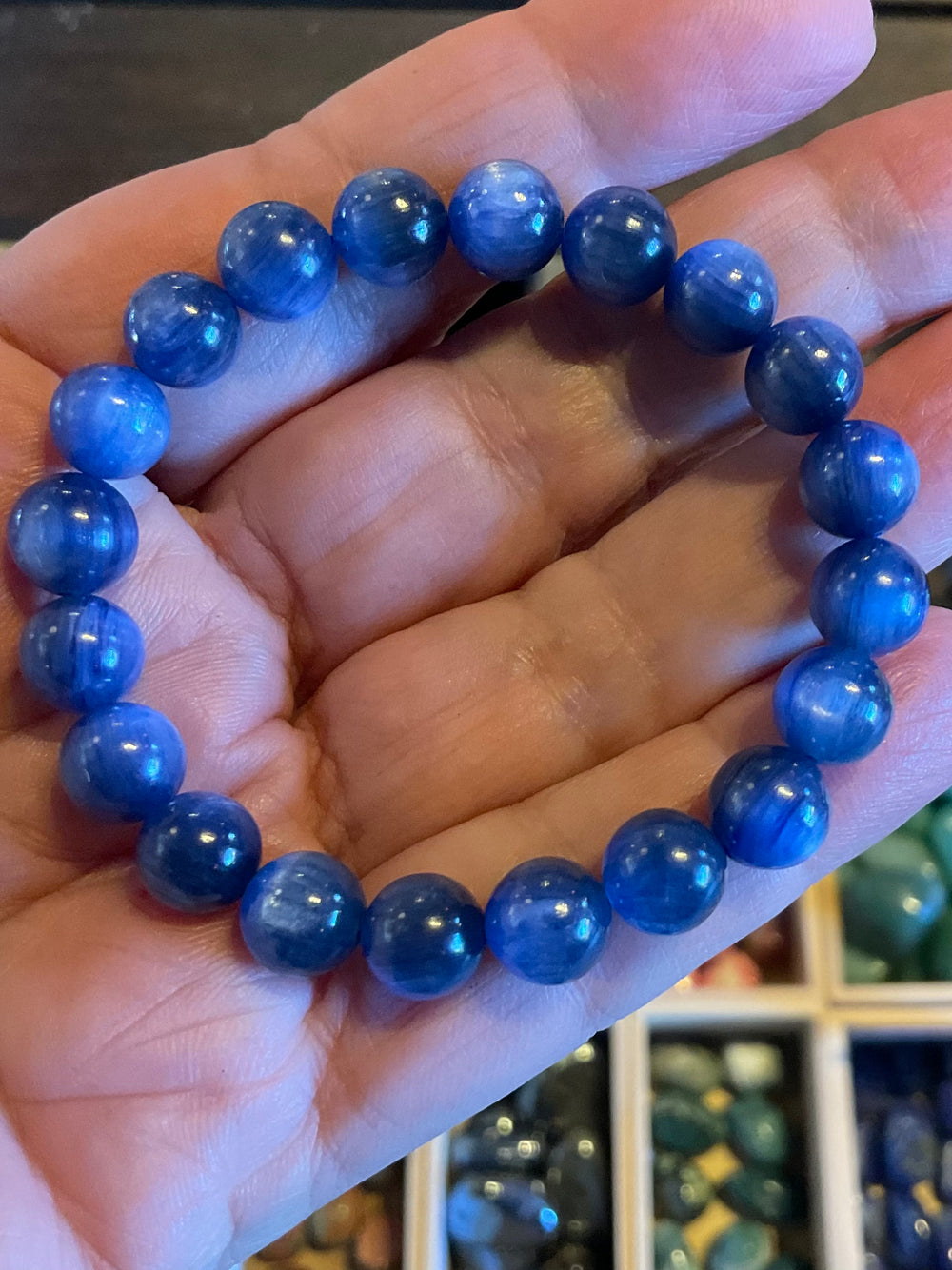 Natural Blue Kyanite Cat Eye Bracelet