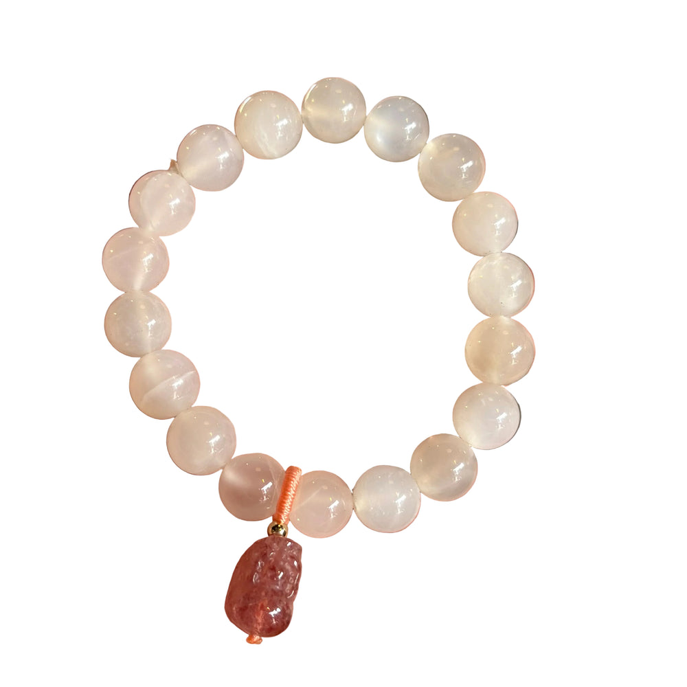Moonstone with Strawberry Quartz Pixiu Bracelet