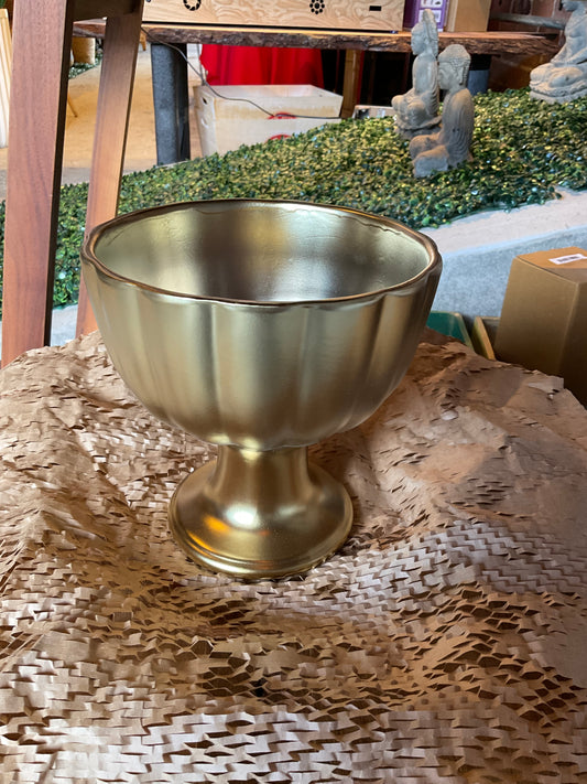CERAMIC COMPOTE VASES GOLD