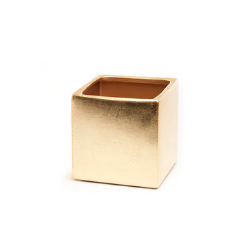 Metallic Gold Ceramic Bondi Cube Planter 13x13x12cm