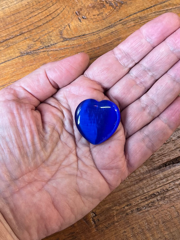 Cobalt Blue Cats Eye Heart