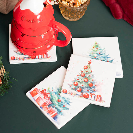 CHRISTMAS SQUARE CERAMIC COASTER