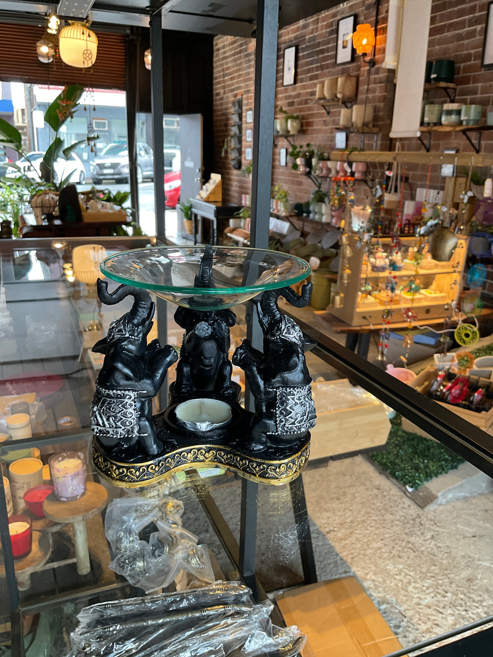 Polyresin Oil Burner Elephant Black