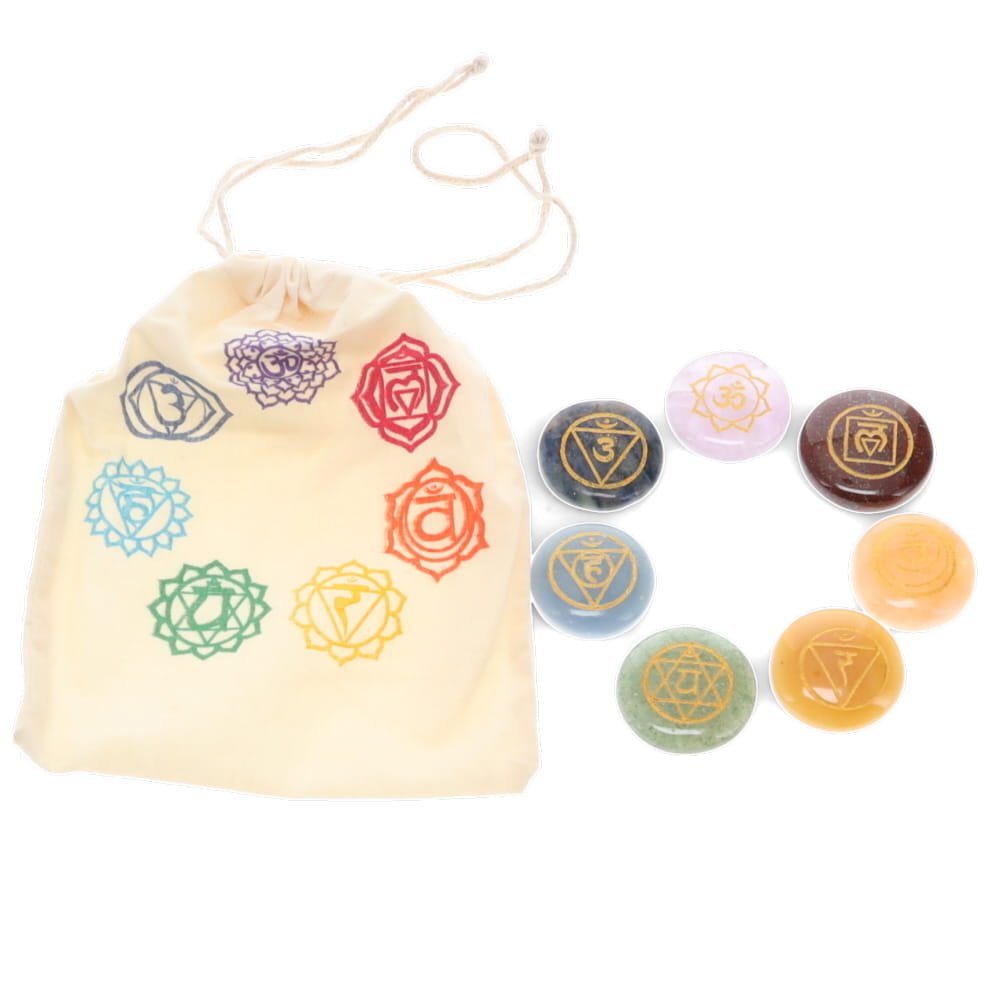 Seven Chakra Engraved Palm Stone Set