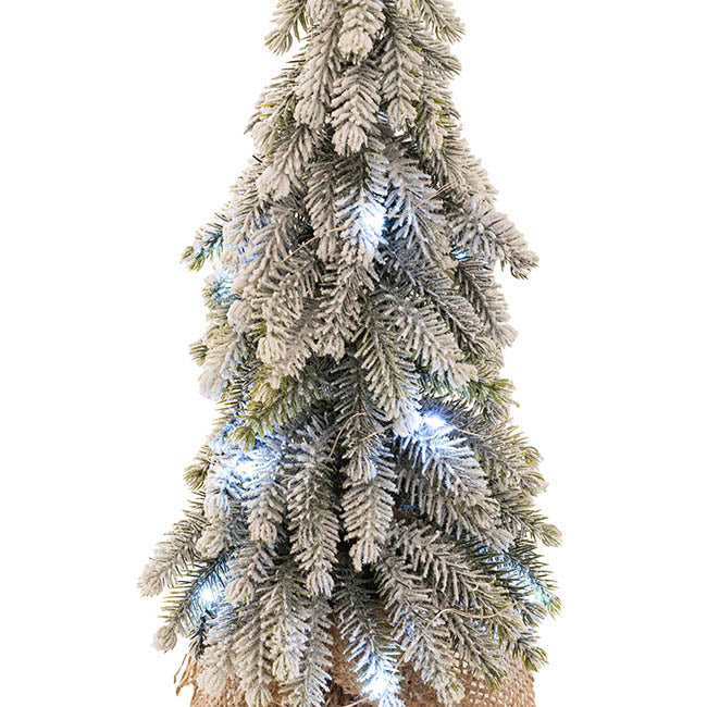 Snow Pine LED Burlap Table Top Tree w Star White (40cmH)