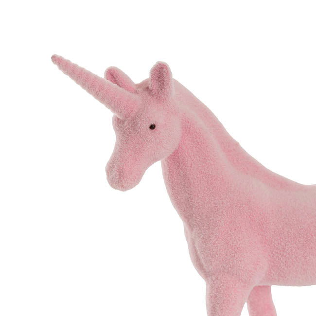 Standing Flocked Unicorn Soft Pink