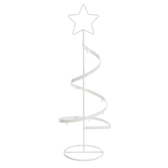 Metal Swirly Table Top Tree w Star White