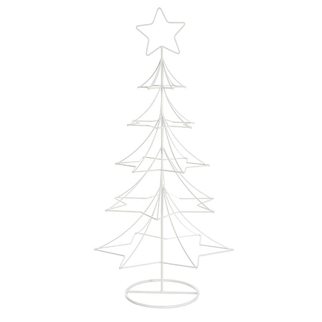 Metal Star Table Top Tree - White 30x60cmH