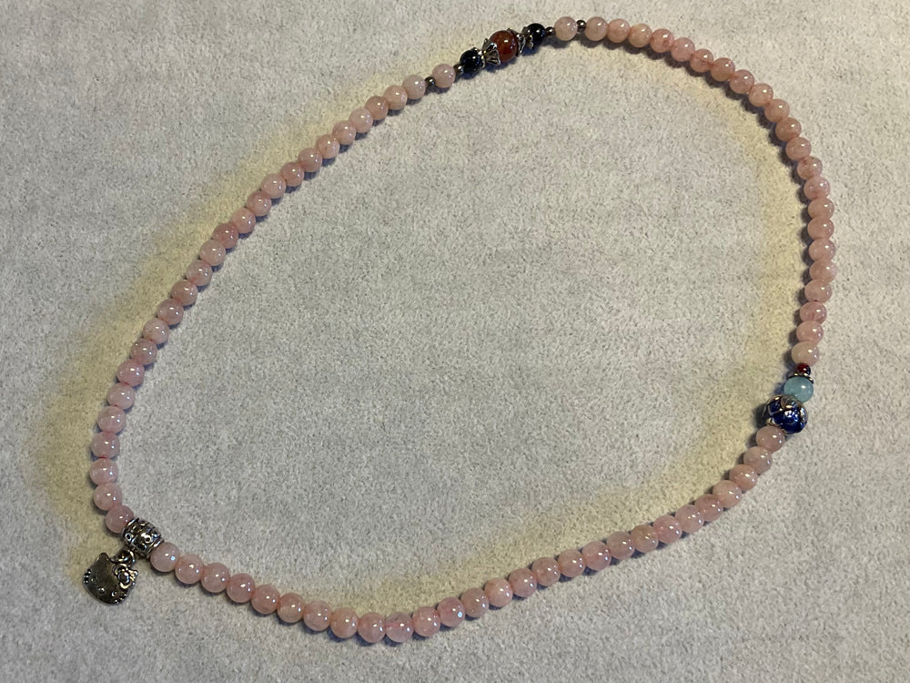 Rose Quartz Bracelet with Hello Kitty Charm