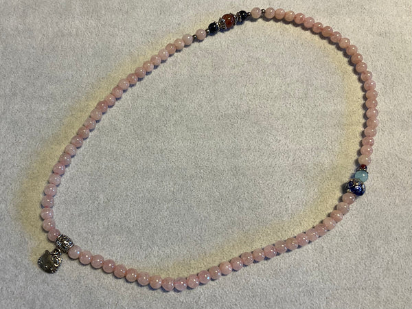 Rose Quartz Bracelet with Hello Kitty Charm