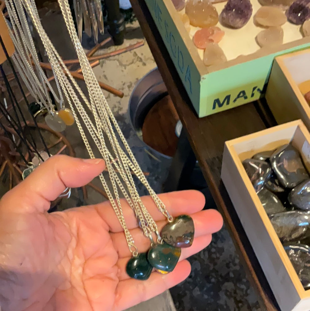 Natural Crystal Heart Necklace