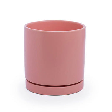 Ceramic Loreto Plant Pot & Plate Pink Sand