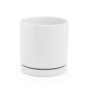 Ceramic Loreto Plant Pot & Plate Matte White