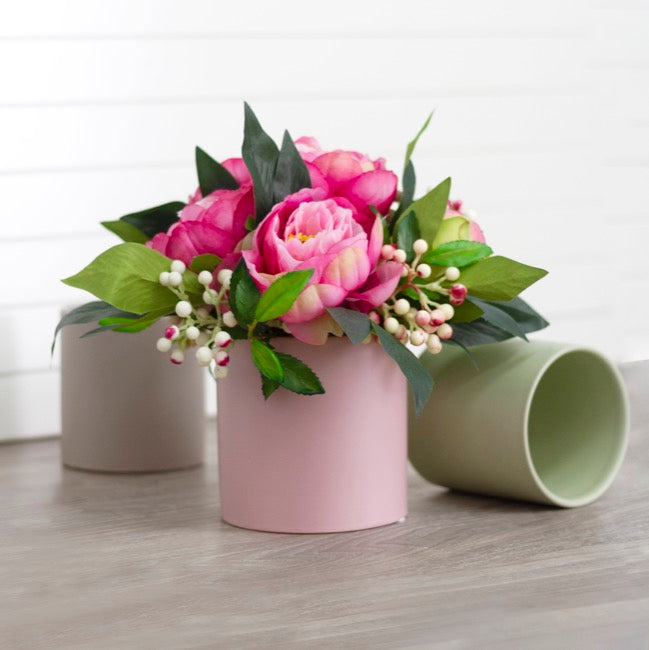 Ceramic Cylinder Pot Satin Matte Soft Pink