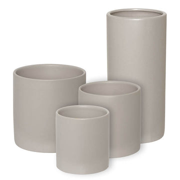 Ceramic Cylinder Pot Satin Matte Light Grey