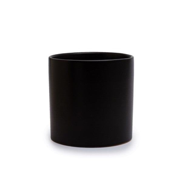 Ceramic Cylinder Pot Matte Black 18cm