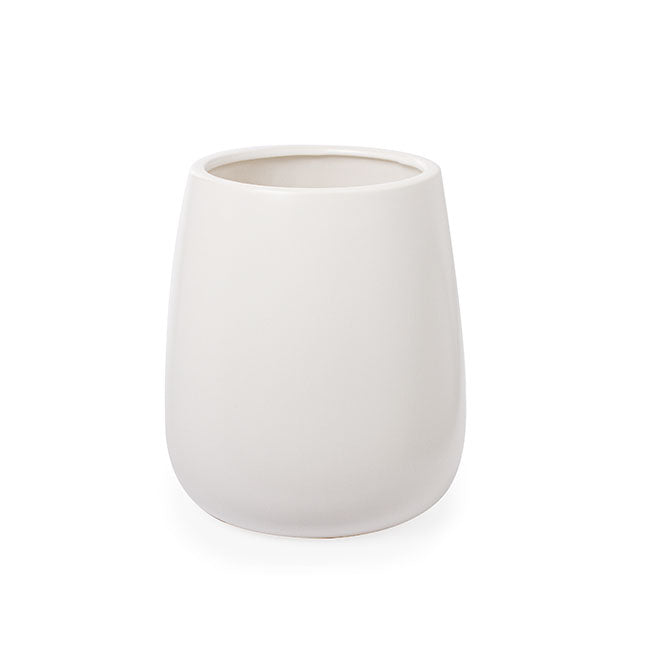 Ceramic Taron Belly Pot Matte White