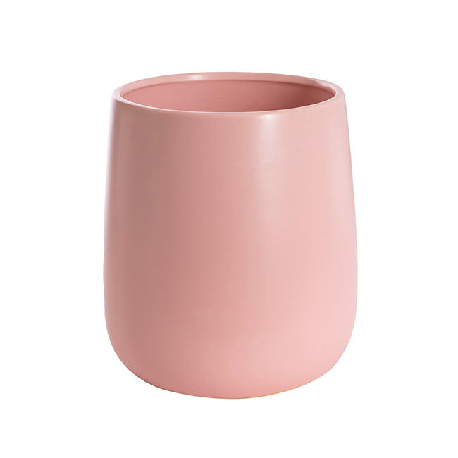 Ceramic Taron Belly Pot Matte Soft Pink 24x25cm