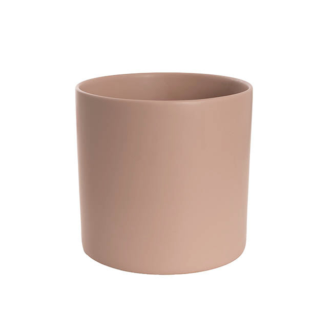 Ceramic Cylinder Pot Satin Matte Nude