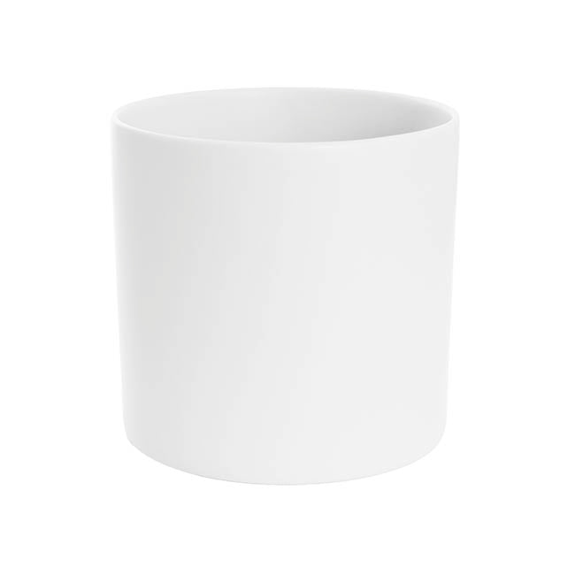 Ceramic Cylinder Pot Satin Matte White 30x30cmH