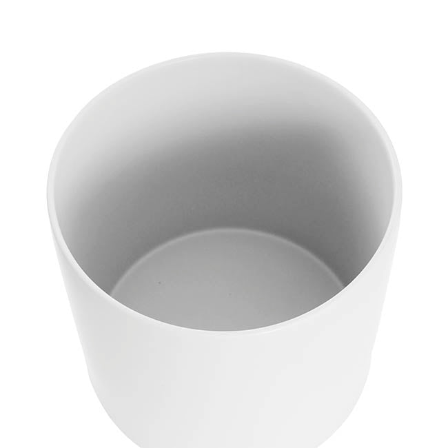 Ceramic Cylinder Pot Satin Matte White 30x30cmH