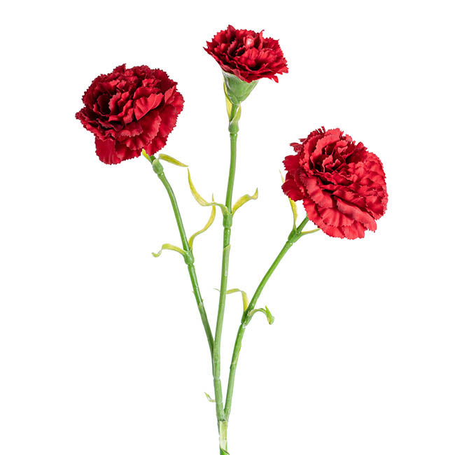 Carnation Ruffle 3 Head Spray Dark Red