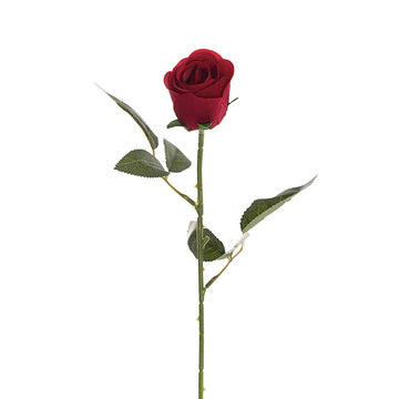 Velvet Rose Bud Stem Dark Red 54cmH