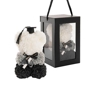 Amore Hydrangea Bear with Black Bow Pink 25cmH