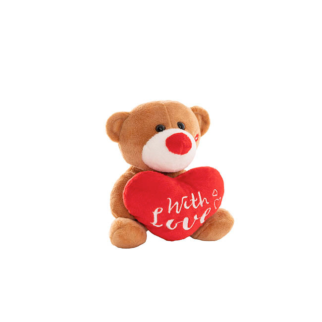 Mini Teddy Bear w With Love Heart Plush Toy Brown