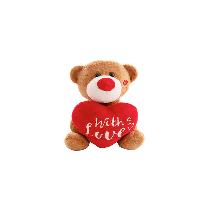 Mini Teddy Bear w With Love Heart Plush Toy Brown