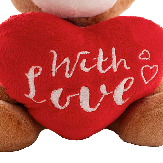 Mini Teddy Bear w With Love Heart Plush Toy Brown