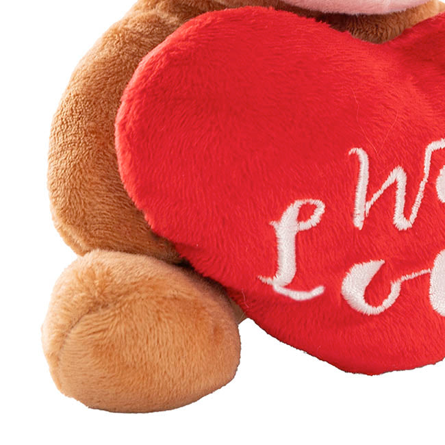 Mini Teddy Bear w With Love Heart Plush Toy Brown