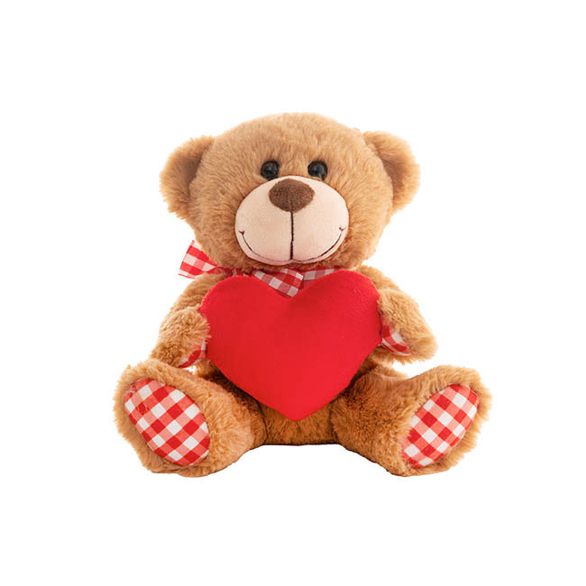 Teddy Bear Derrick w Heart Plush Toy Brown